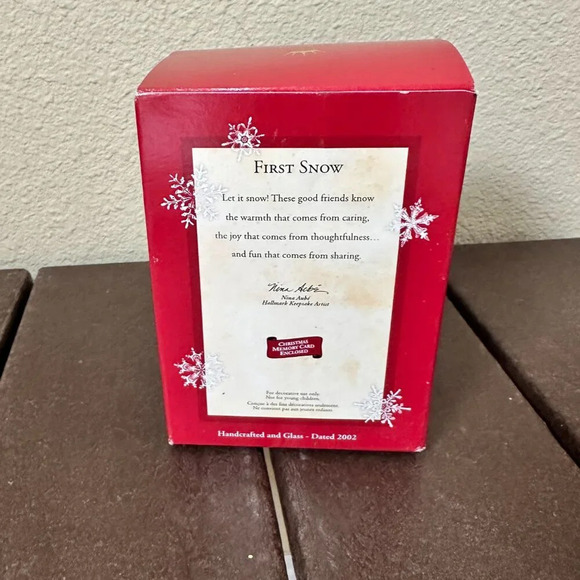 Hallmark Keepsake Ornament First Snow Glass Globe on Stand 2002 Holiday with Box - Picture 5 of 6